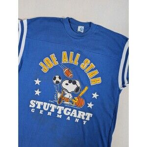 Vintage 70s Snoopy Joe All Star Stuttgart Germany Ringer T-Shirt Jersey Artex M